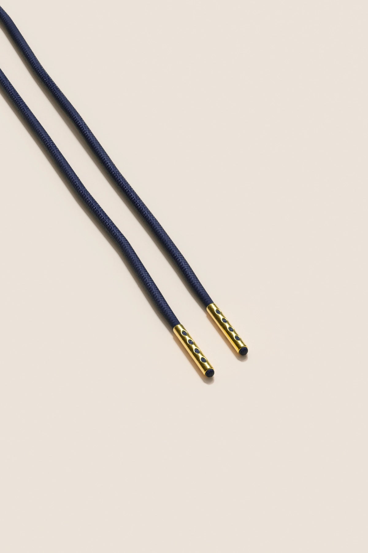 Senkels ダークブルー 2.5mm ラウンドワックス靴ひも with Gold Aglets