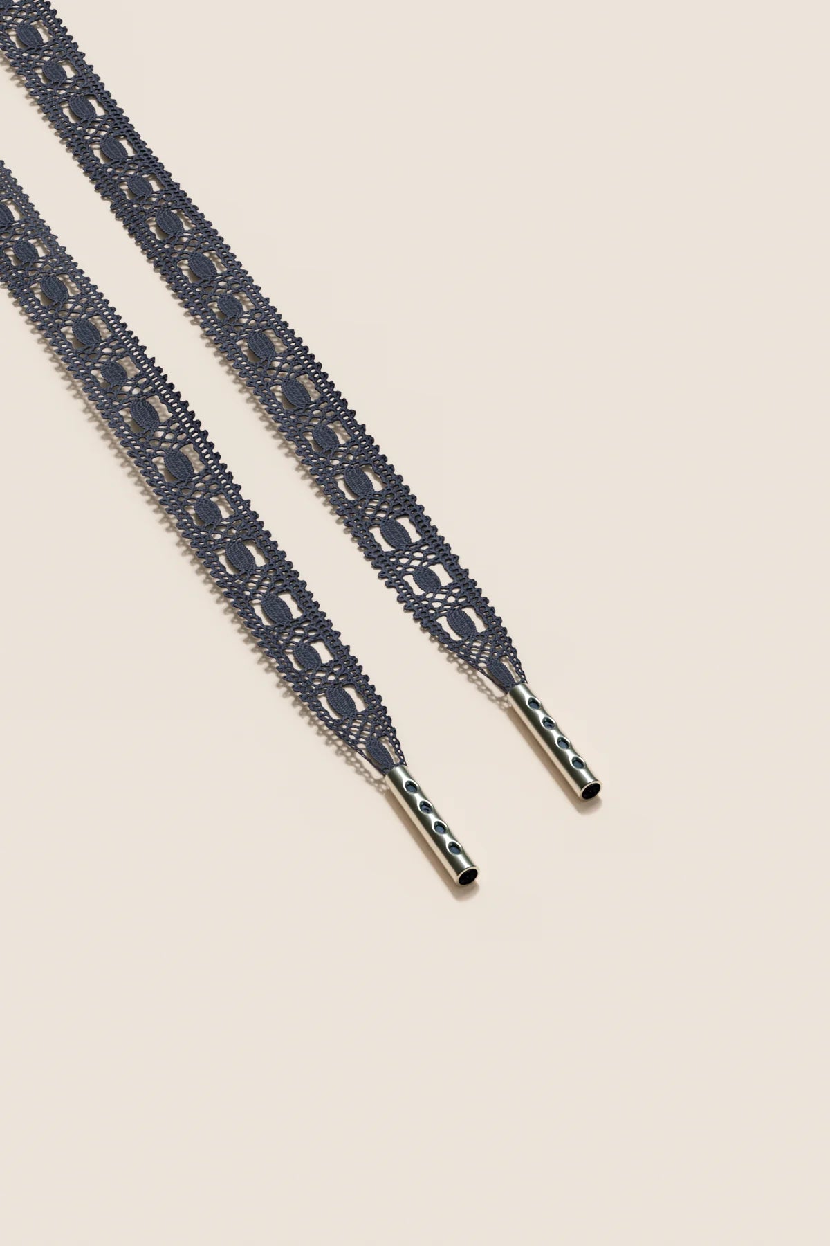 Senkels Dark Blue Crochet Shoelaces with Nickel Aglets