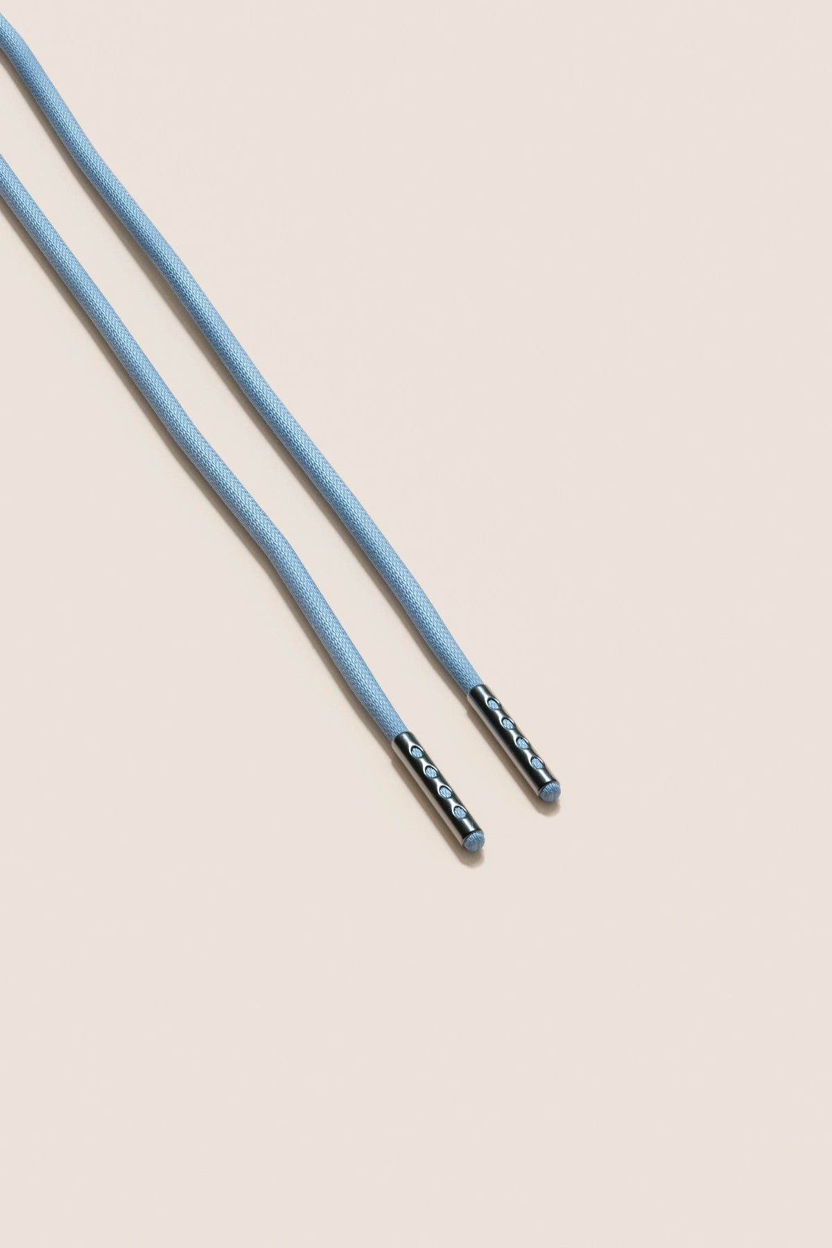 Senkels ライトブルー 2.5mm ラウンドワックス靴ひも with ブラック Nickel Aglets