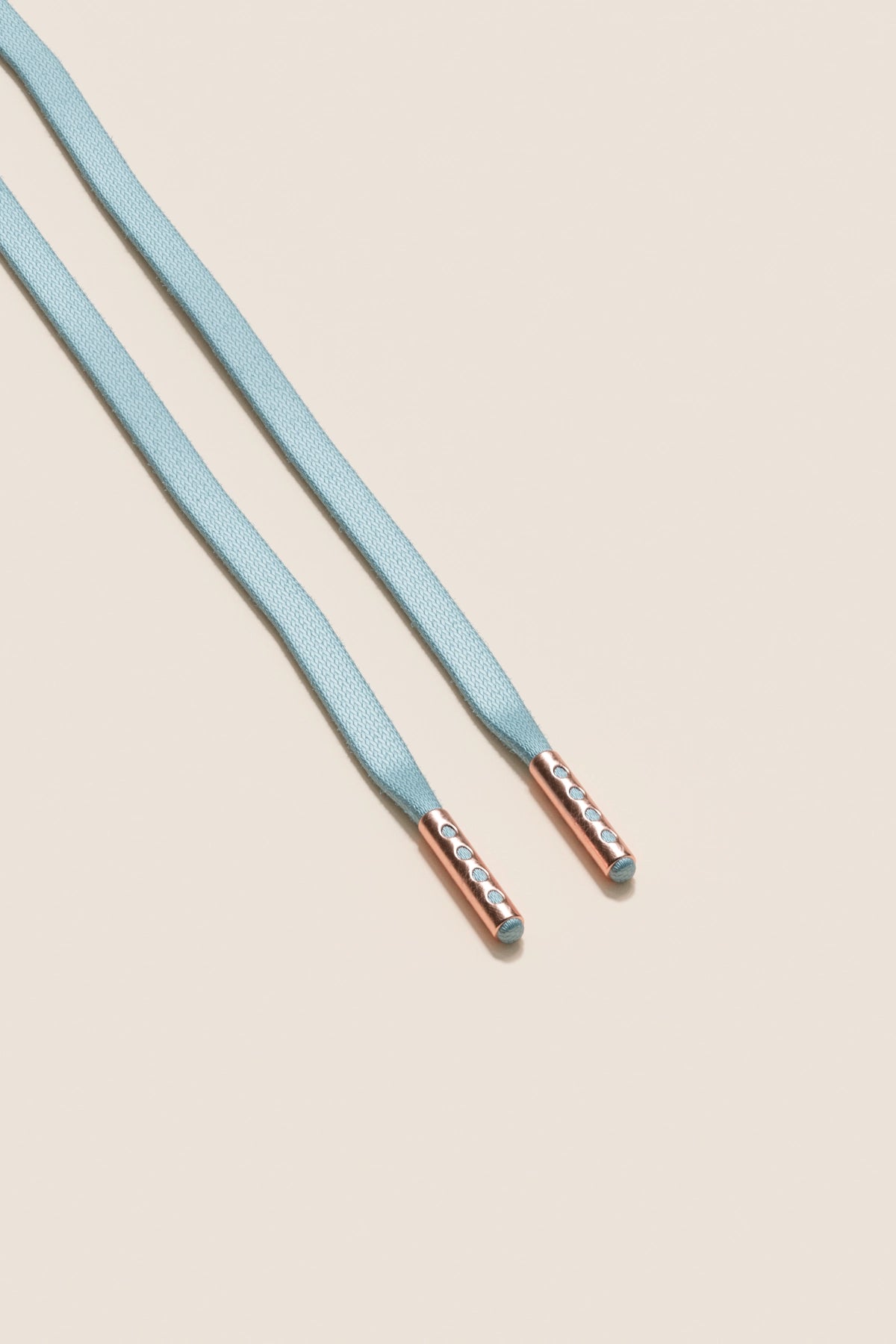 Senkels パステルブルー 3mm フラットワックス靴ひも with Rose Gold Aglets