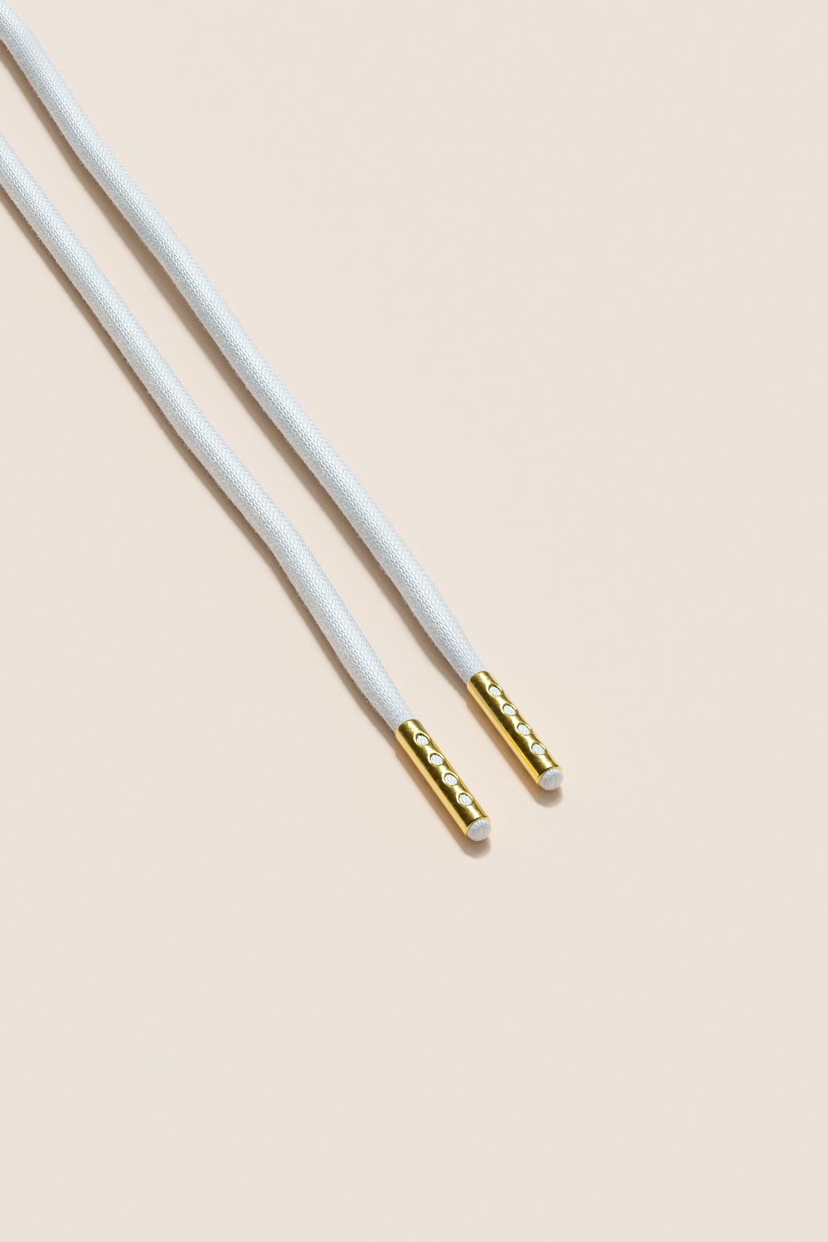Senkels ホワイト 4mm ラウンドワックス靴ひも ゴールドアグレット付き