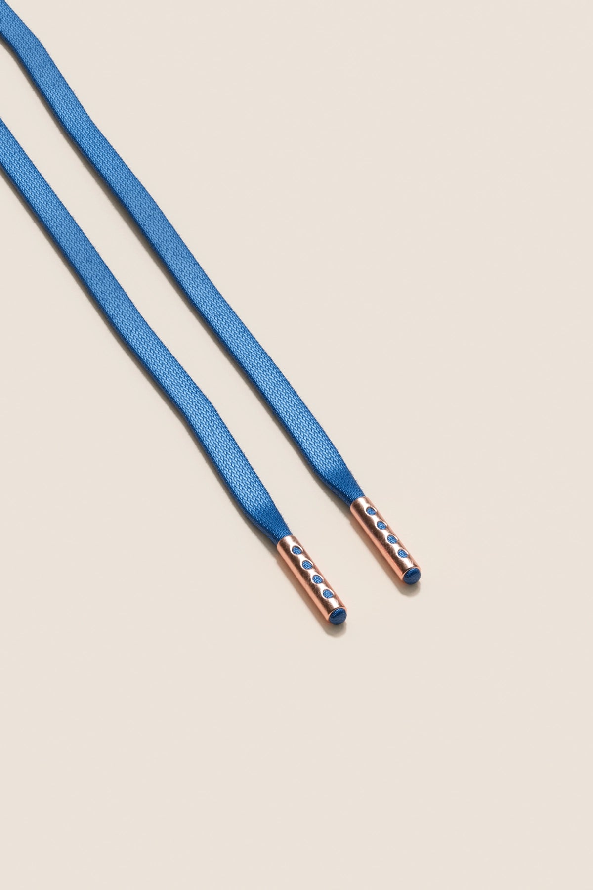 Senkels イェールブルー 3mm フラットワックス靴ひも with Rose Gold Aglets