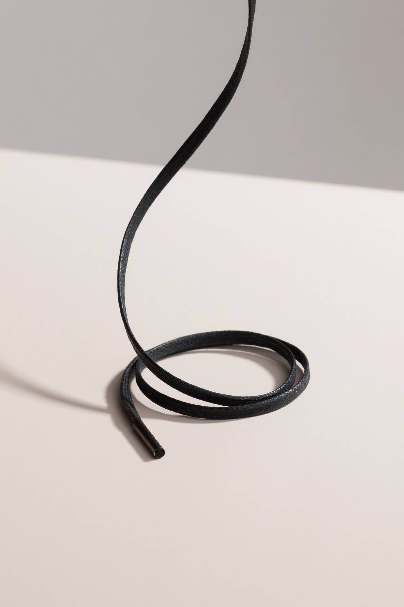 ブラック - 3mm フラットワックス靴ひも