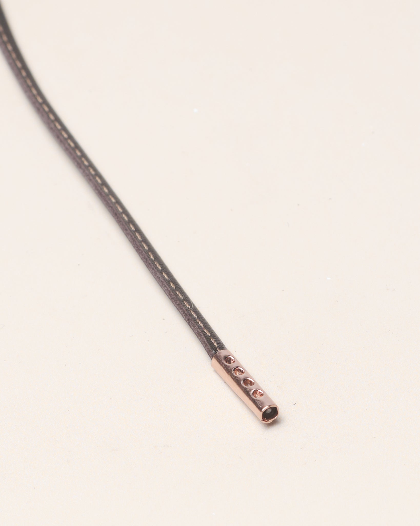 ダークブラウン - 4mm Stitched Leather 靴ひも