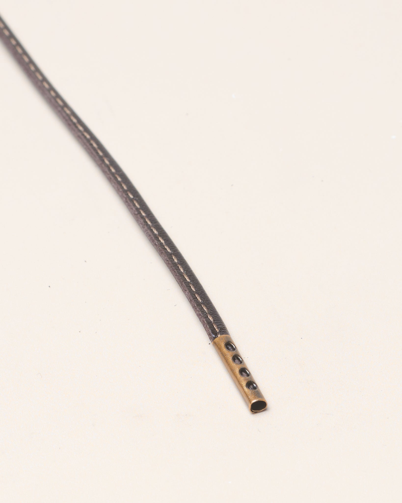 ダークブラウン - 4mm Stitched Leather 靴ひも