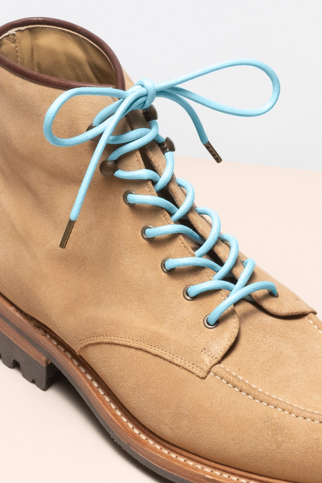 パステルブルー - 4 mm ラウンドワックス靴ひも