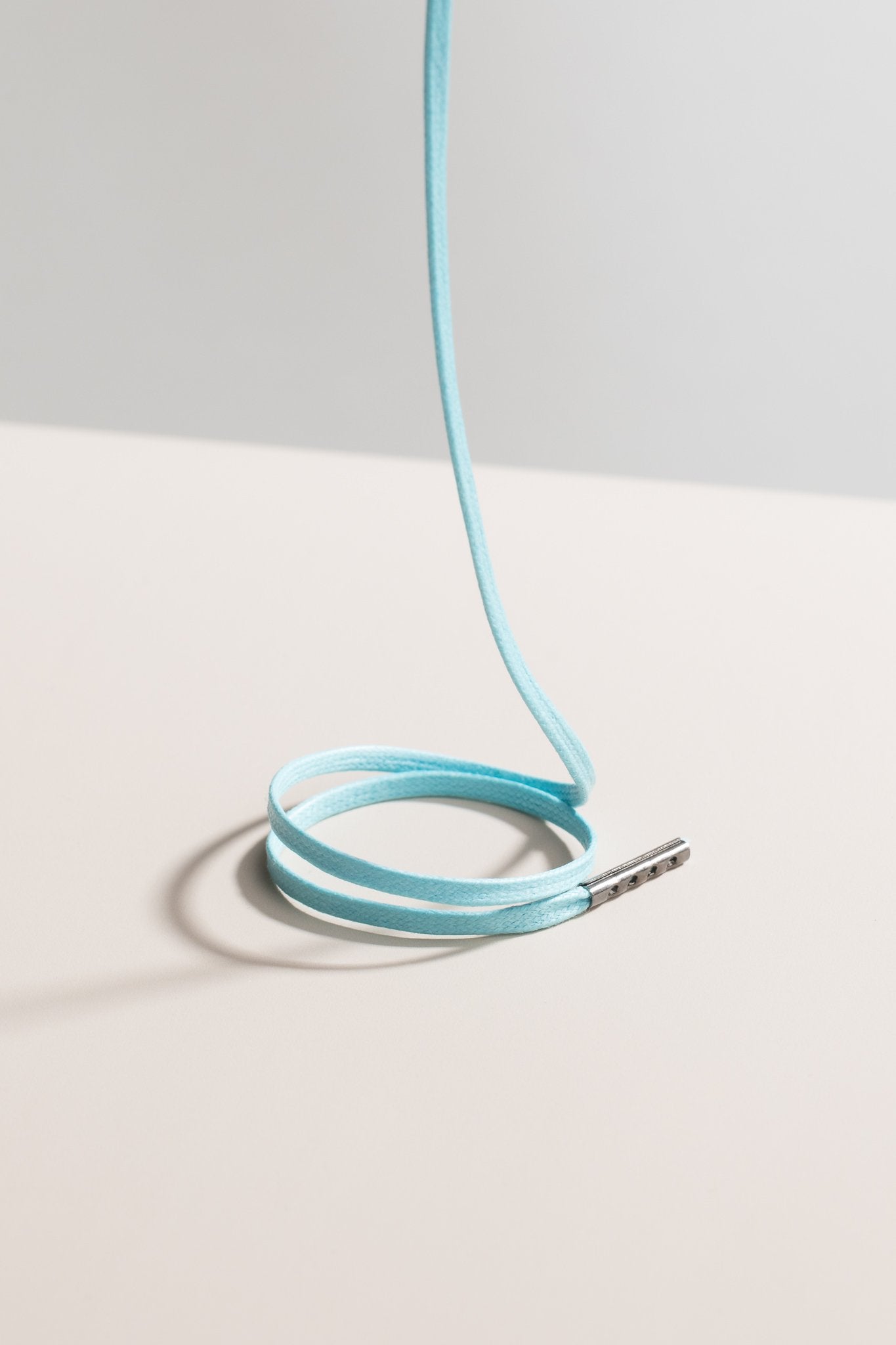 パステルブルー - 3mm フラットワックス靴ひも