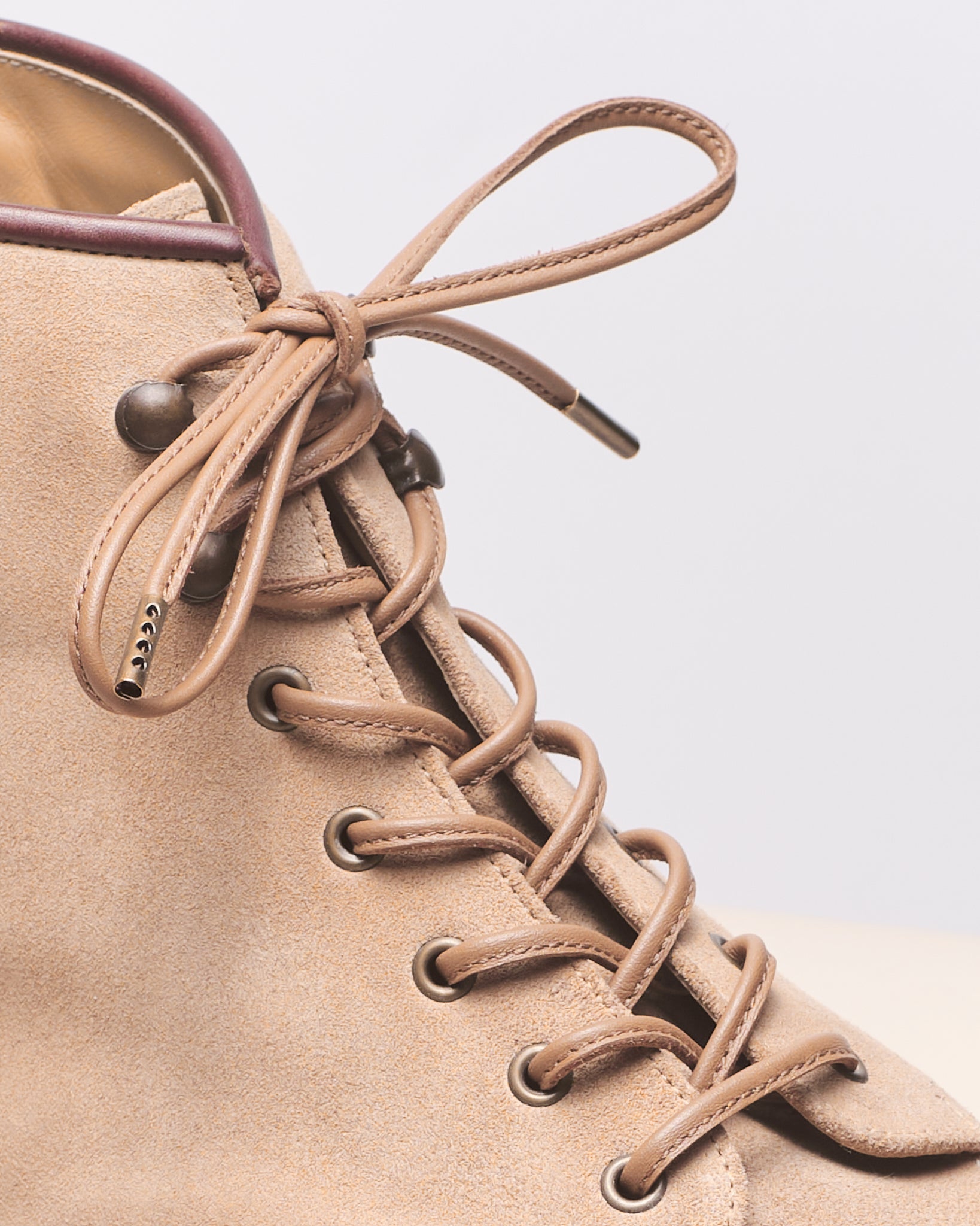 サドルブラウン - 4mm Stitched Leather 靴ひも