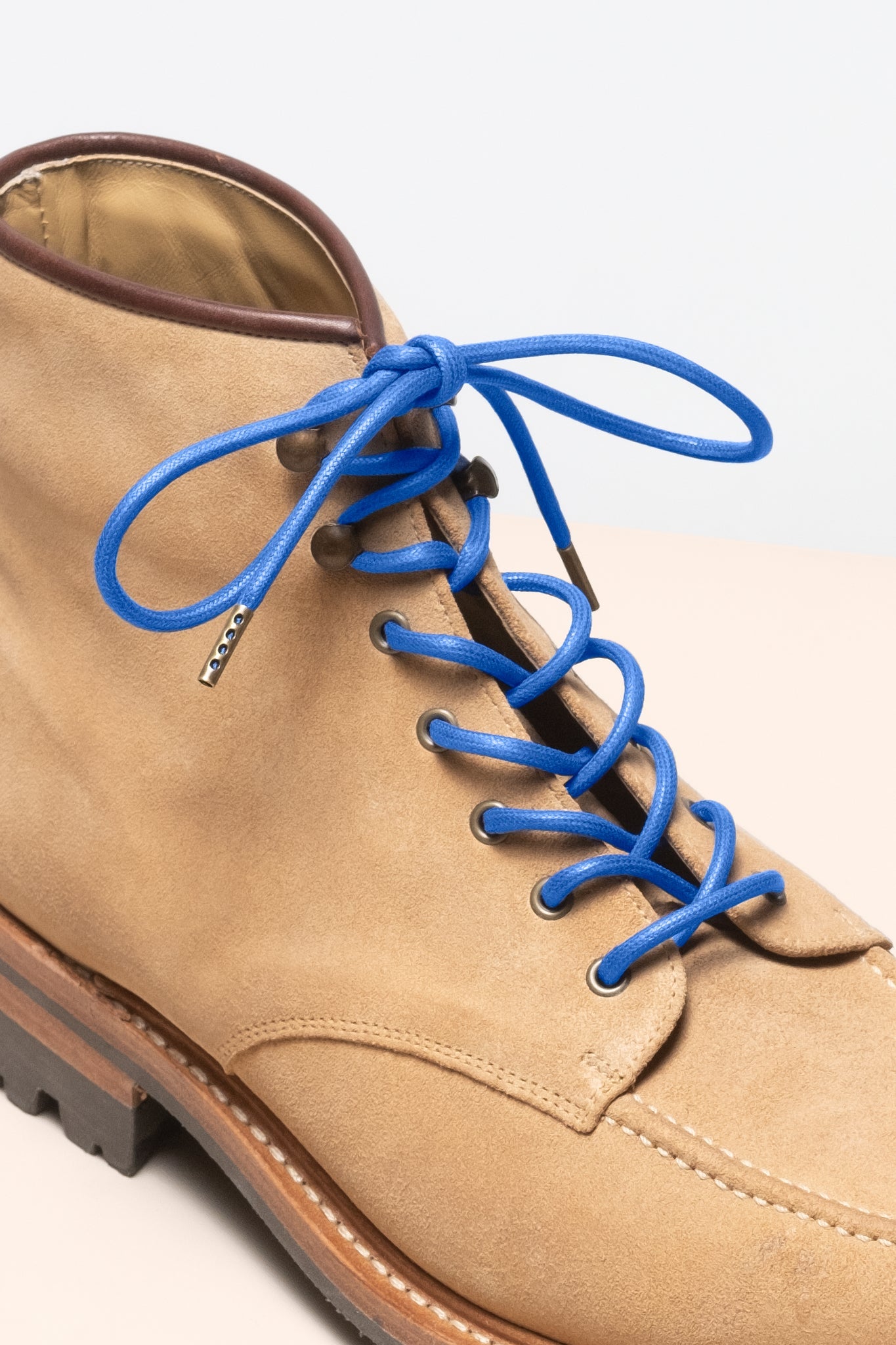 サファイアブルー - 4mm round waxed shoelaces for boots and shoes made from 100% organic cotton - Senkels