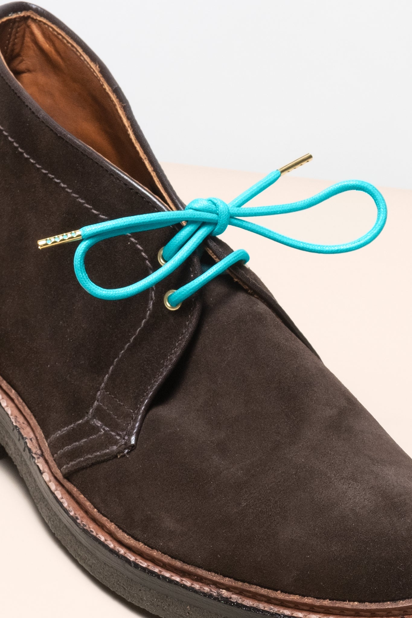 ターコイズ - 4mm round waxed shoelaces for boots and shoes made from 100% organic cotton - Senkels
