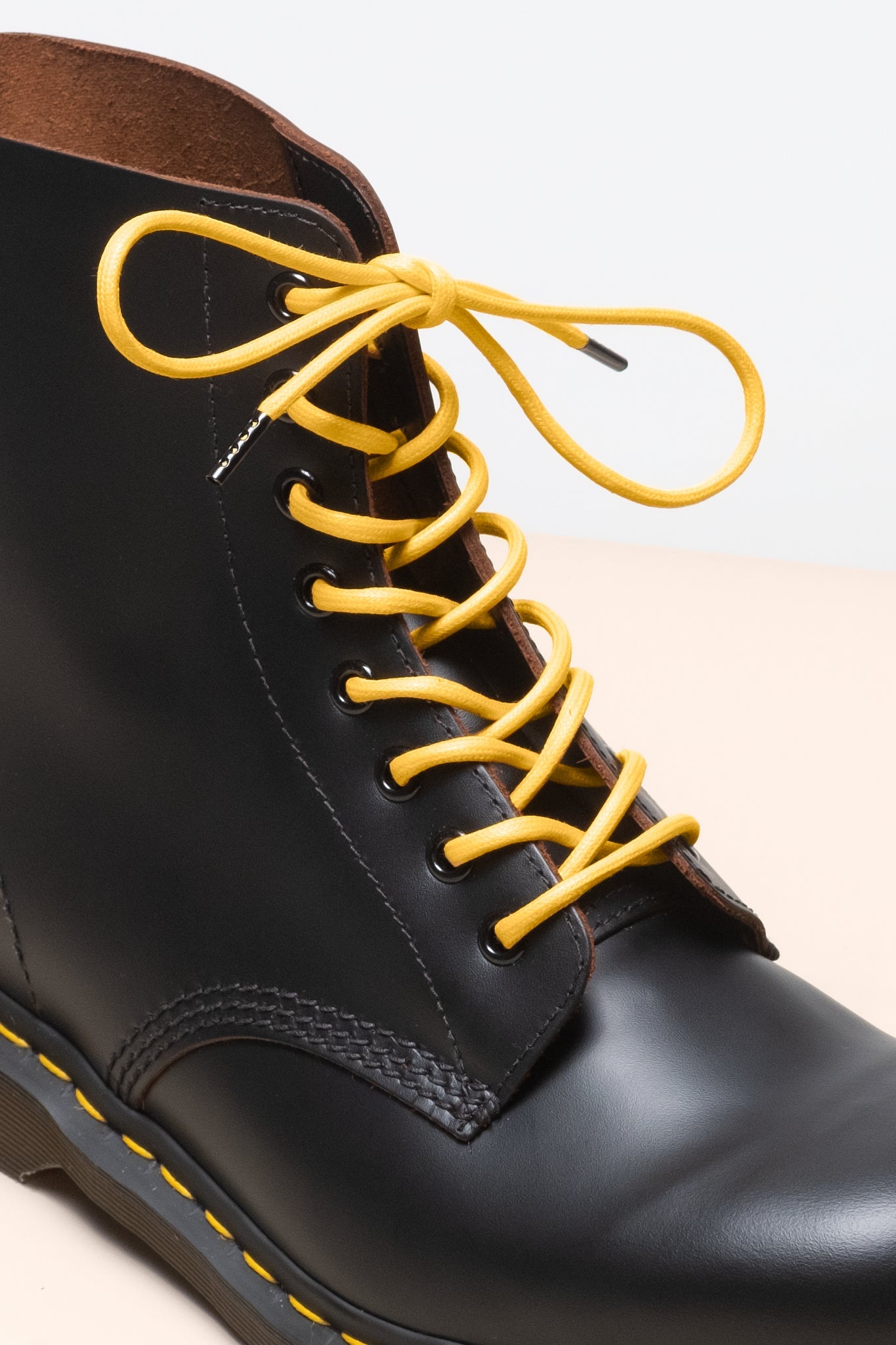 イエロー - 4mm round waxed shoelaces for boots and shoes made from 100% organic cotton - Senkels