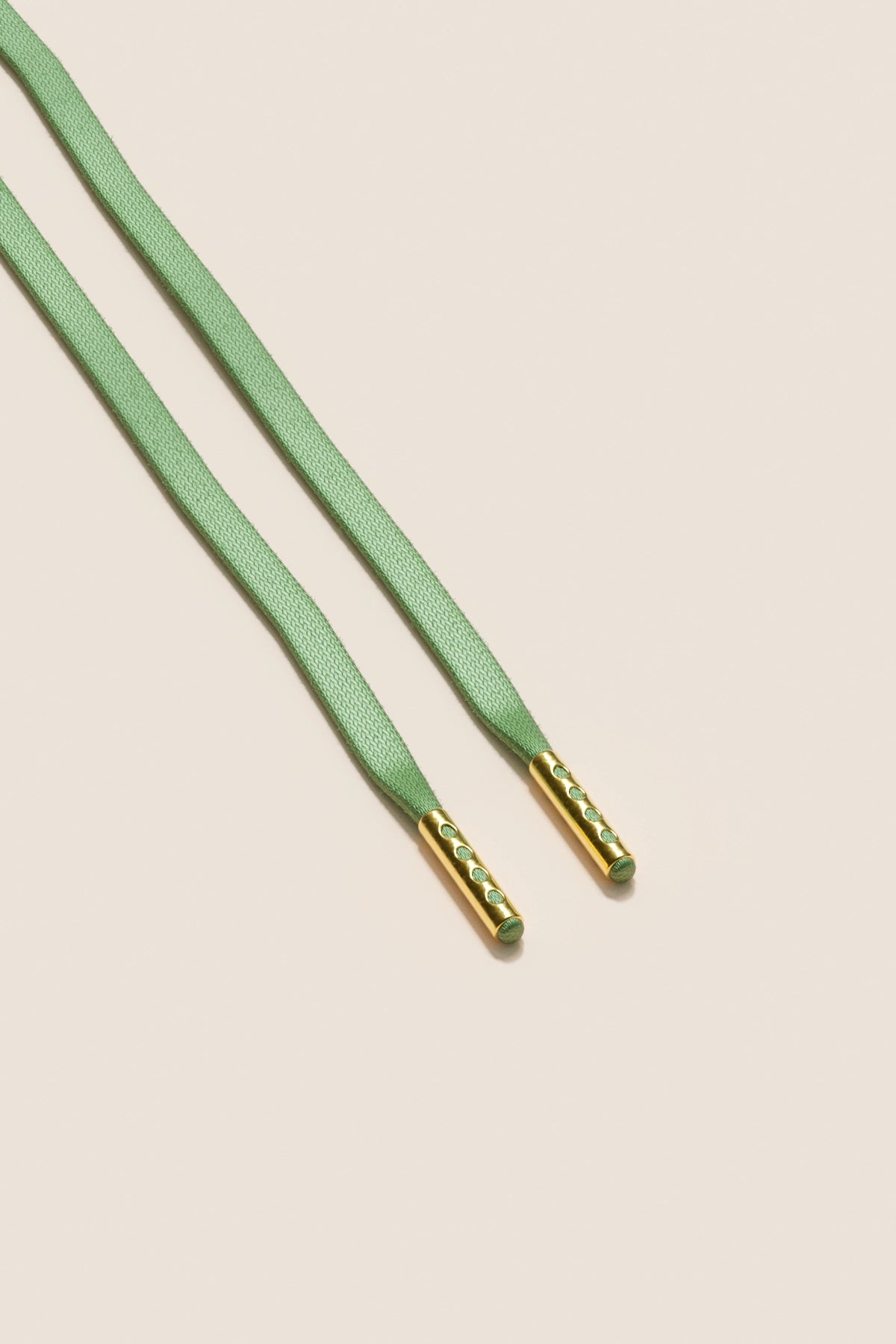 Senkels グラスグリーン 3mm フラットワックス靴ひも with Gold Aglets