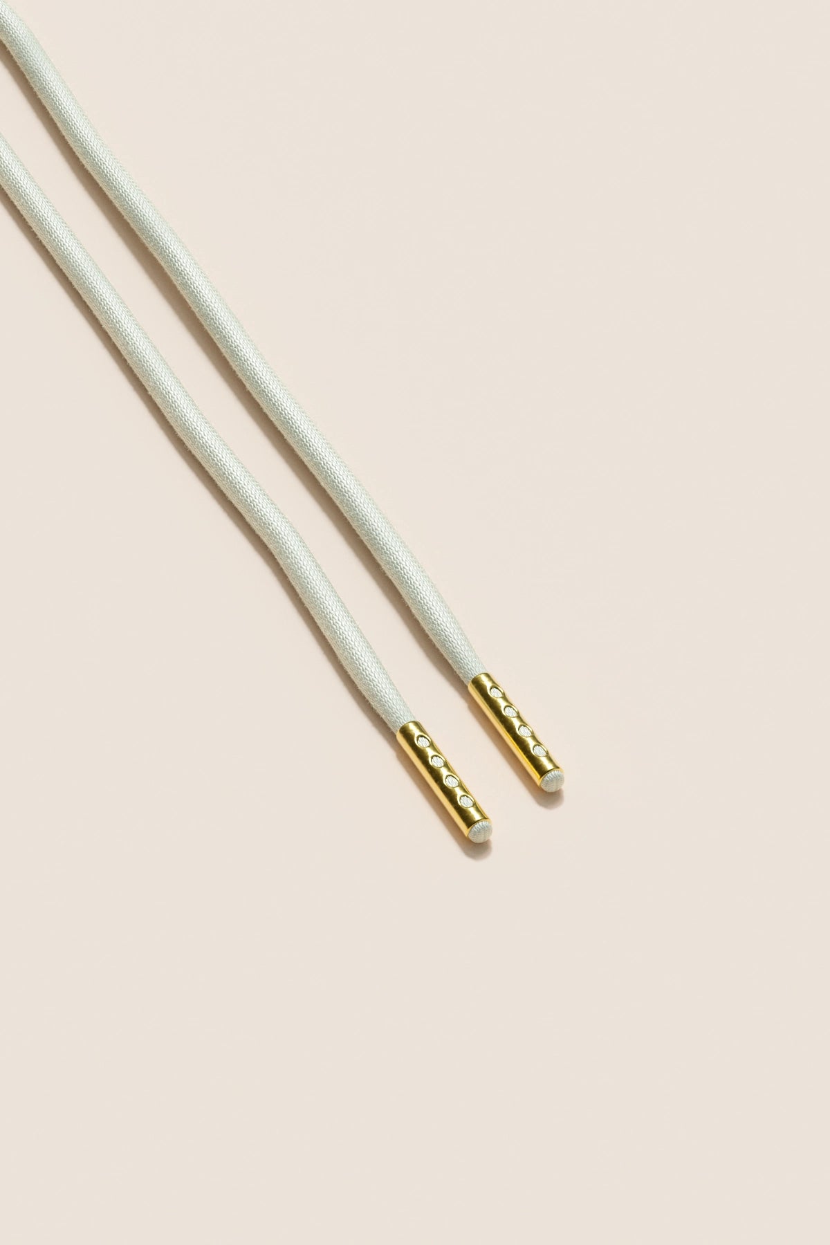 Senkels オフホワイト 4mm ラウンドワックス靴ひも ゴールドアグレット付き