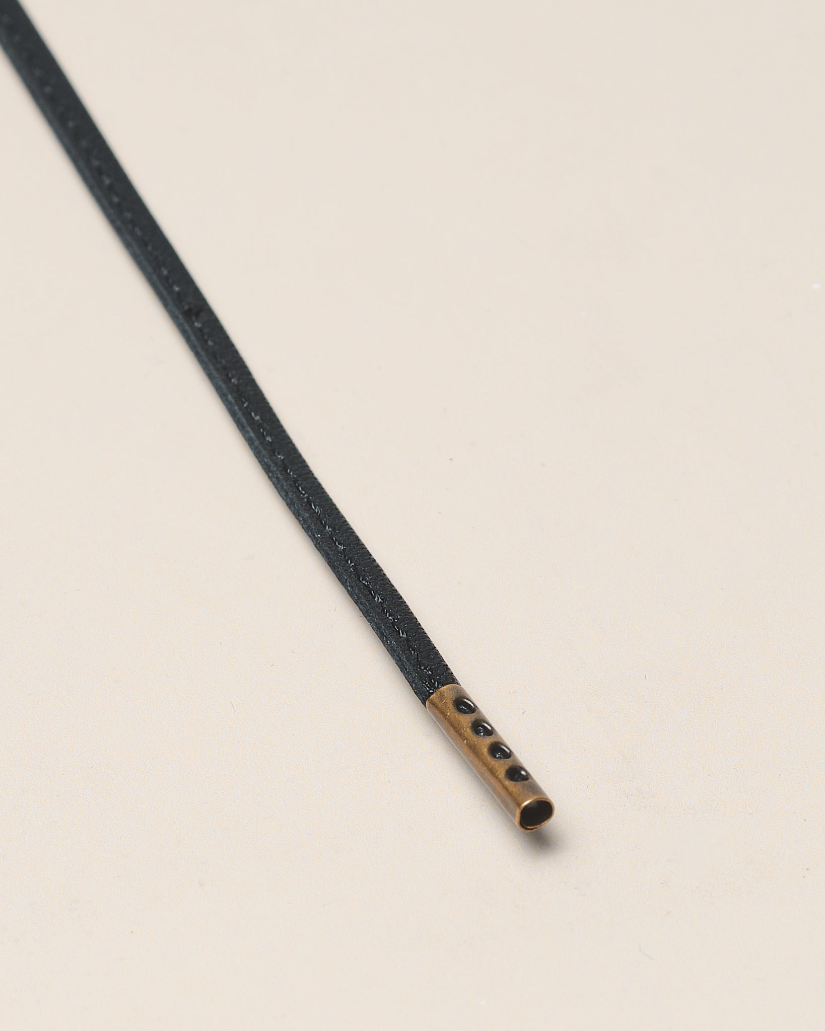 ブラック - 4mm Stitched Leather 靴ひも