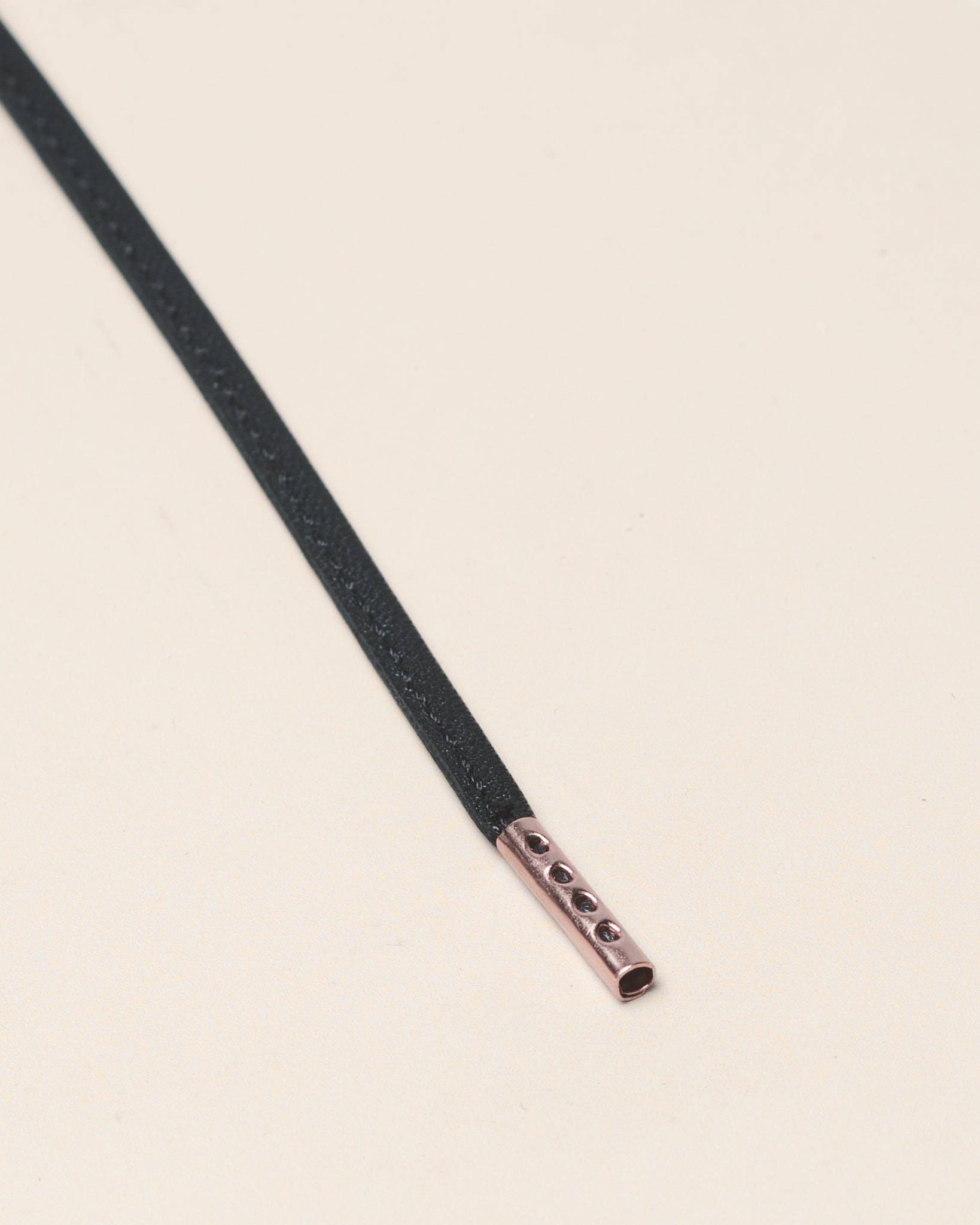 ブラック - 4mm Stitched Leather 靴ひも