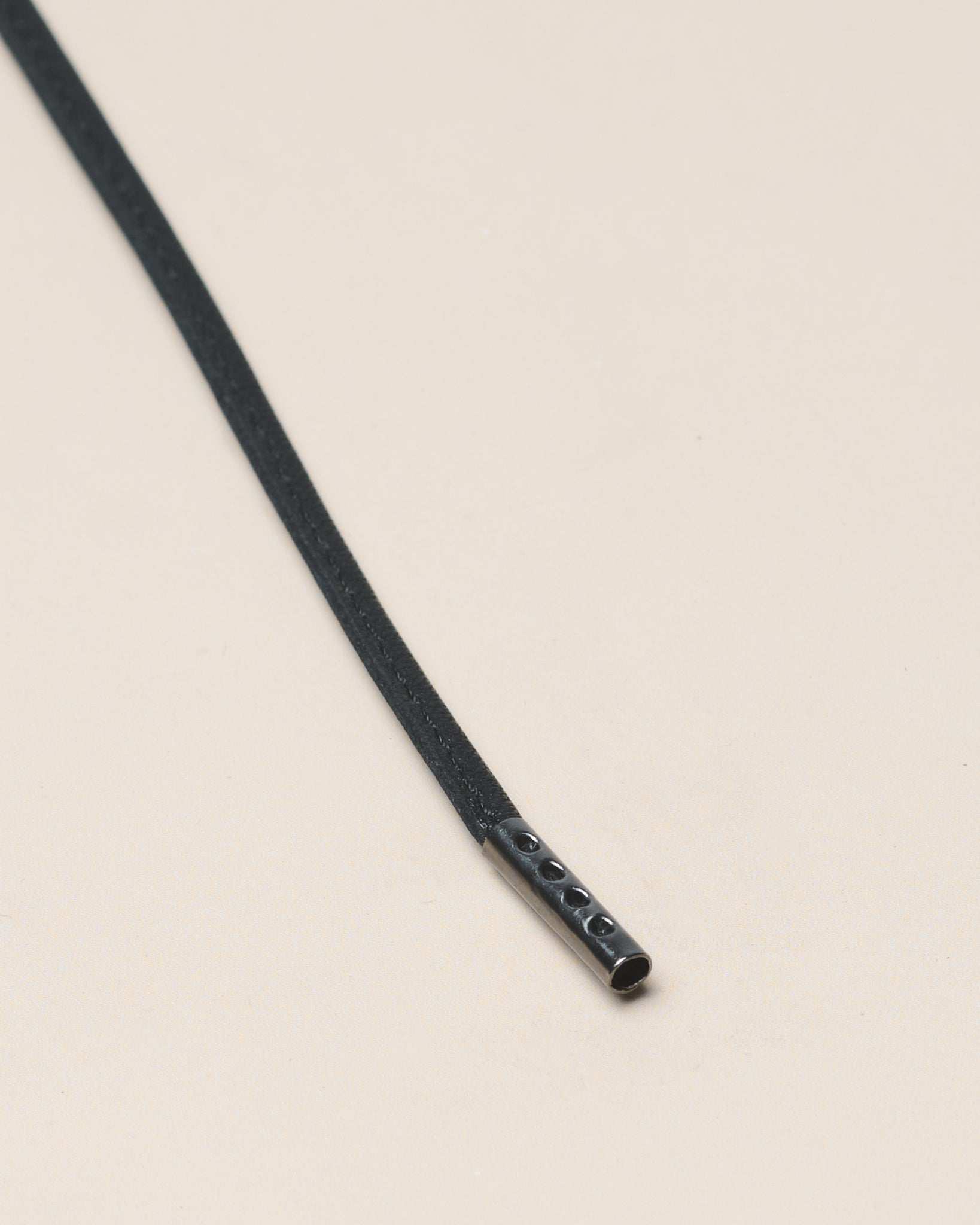 ブラック - 4mm Stitched Leather 靴ひも