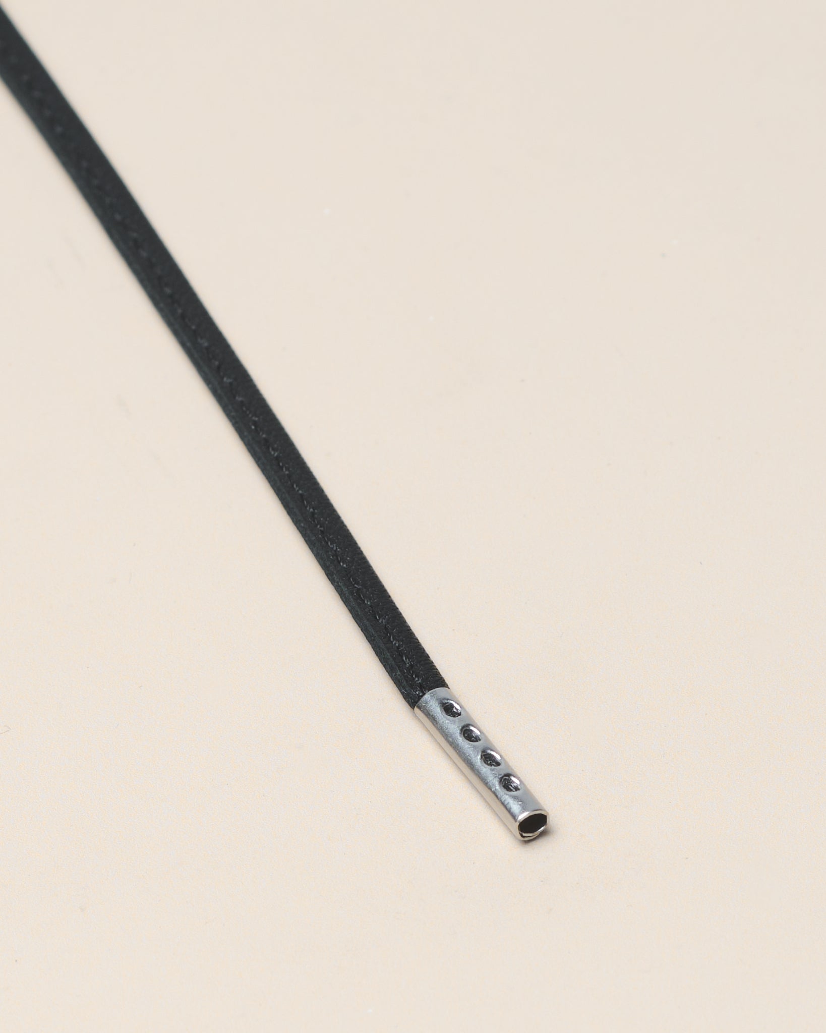 ブラック - 4mm Stitched Leather 靴ひも
