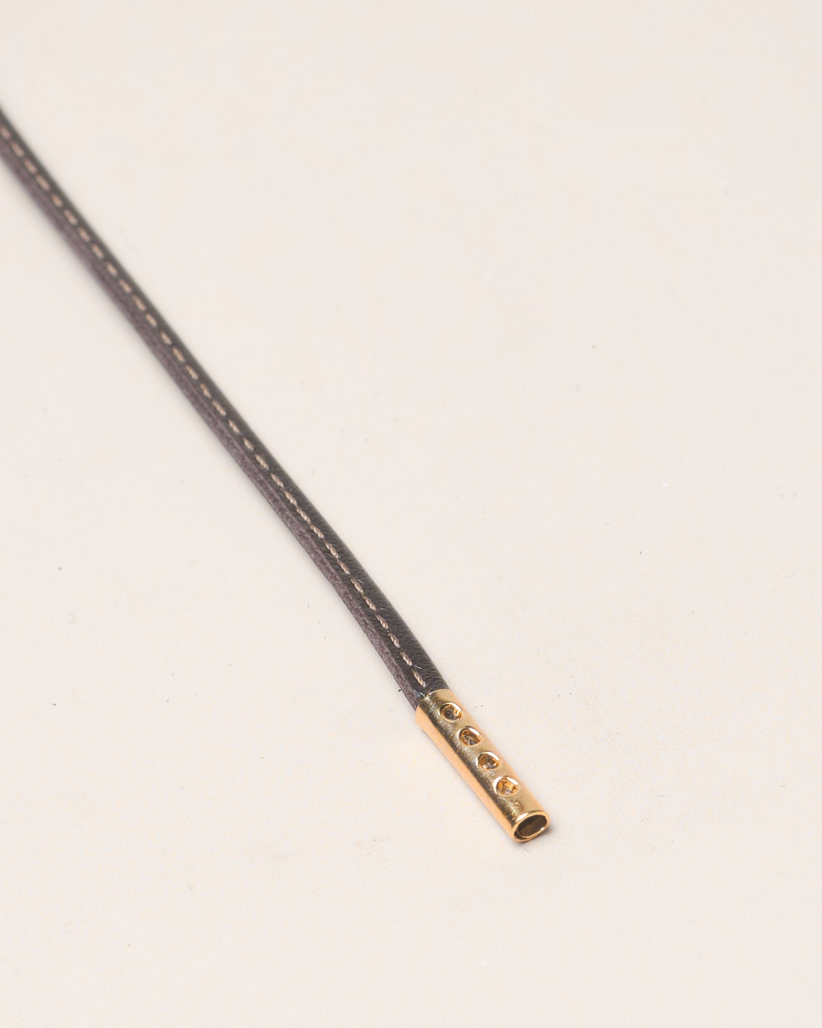 ダークブラウン - 4mm Stitched Leather 靴ひも